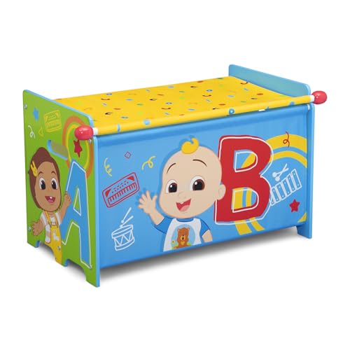 Delta Children CoComelon Toy Box Toy Box with Retractable Fabric Top Blue 0 belly baby and beyond