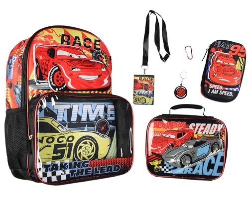 Disney Cars Taking The Lead Lightning McQueen Jackson Strom 17 Backpack Lunch Box 5pc Set 0 belly baby and beyond