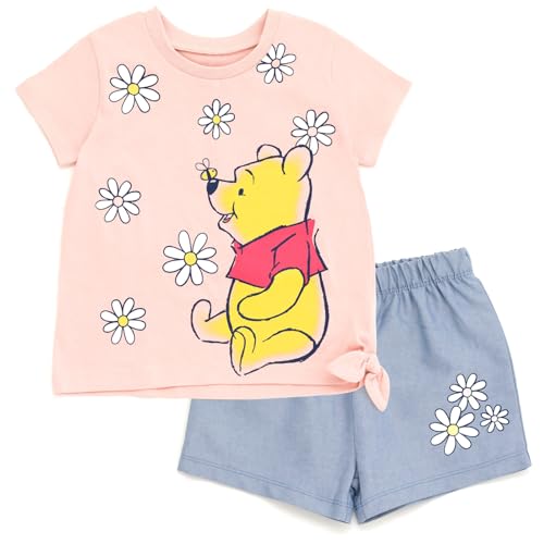 Disney Classics Princess Lilo Stitch Winnie The Pooh T Shirt Chambray Shorts Infant to Big Kid Sizes 12 Months 14 16 0 belly baby and beyond