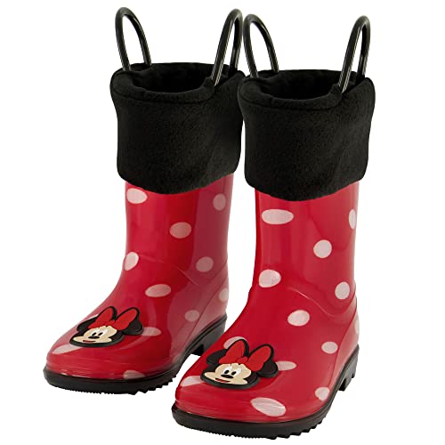 Disney Girls Minnie Mouse Toddler Rain Boots with Soft Removable Liner Snow 0 belly baby and beyond