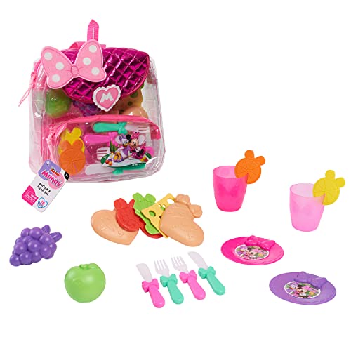 Disney Junior Minnie Mouse 18 piece Backpack Picnic Set Dress Up and Pretend Play Kids Toys for Ages 3 Up Amazon Exclusive by Just Play 0 belly baby and beyond