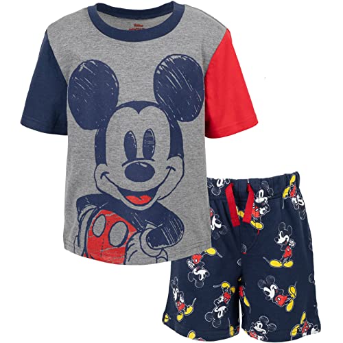 Disney Mickey Mouse Lion King Pixar Cars Pixar Toy Story French Terry T Shirt and Shorts Outfit Set Toddler to Big Kid 0 belly baby and beyond