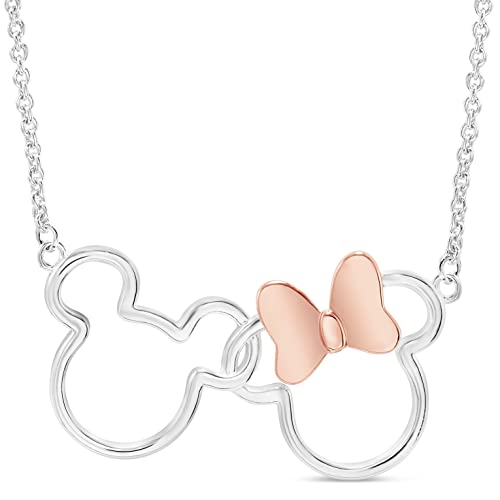 Disney Mickey and Minnie Mouse Jewelry for Women Interlocking Mickey and Minnie Pendant Necklace Silver Plated Two Tone 18 0 belly baby and beyond