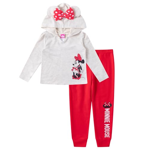 Disney Minnie Mouse Baby Girls Hoodie and Pants Set for Infant and Toddler Kids PinkRedGrey 0 belly baby and beyond