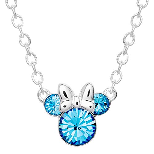 Disney Minnie Mouse Crystal Birthstone Jewelry Birth Month Pendant Necklace Silver Plated 0 belly baby and beyond