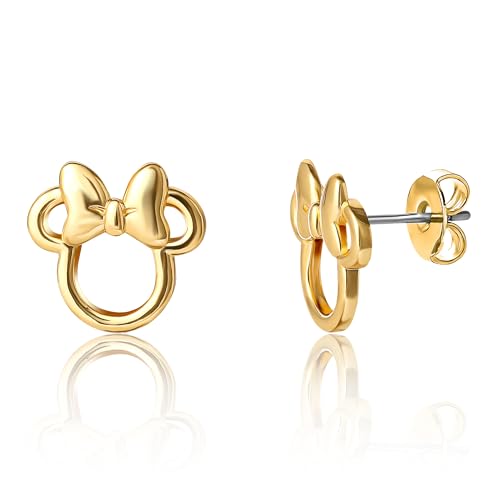 Disney Minnie Mouse Stud Earrings for Women Official License 18k Gold Flash Plated Minnie Mouse Earrings 0 belly baby and beyond