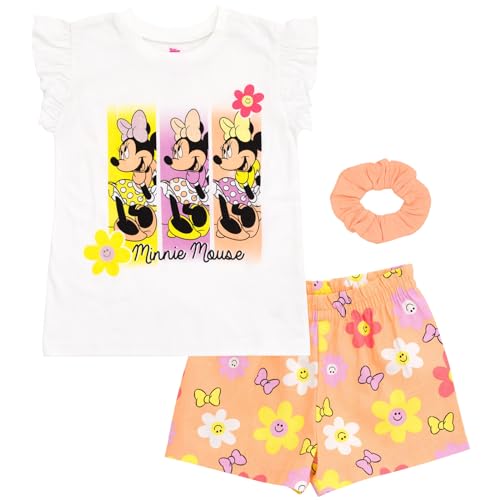 Disney Minnie Mouse T Shirt French Terry Shorts and Scrunchie 3 Piece Outfit Set Infant to Big Kid 0 belly baby and beyond