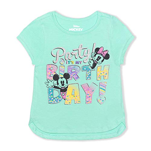 Disney Minnie Mouse and Mickey Mouse Girls Birthday Party T Shirt for Toddler and Little Kids Blue or Pink or Red 0 belly baby and beyond