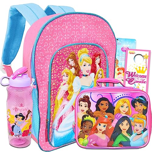 Disney Princess Backpack and Lunch Box Set for Girls Bundle with Princess School Bag Lunch Bag Stickers and Water Bottle for Kids Princess School Supplies 0 belly baby and beyond