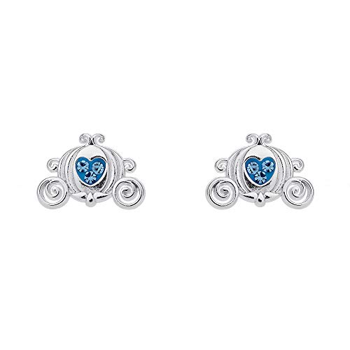 Disney Princess Girls Cinderella Carriage Stud Earrings Silver Flash Plated Cinderella Earrings Official License 0 belly baby and beyond
