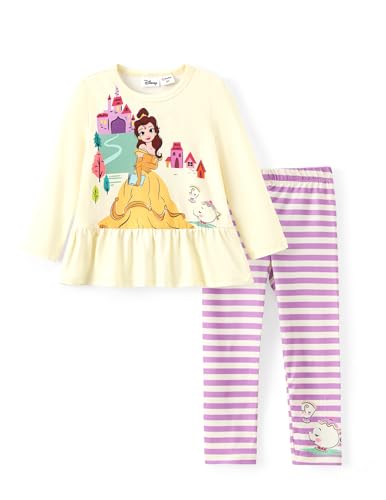 Disney Princess Toddler Girls Long Sleeve Ruffle T Shirt Dress Pants Leggings Outfit Set 0 belly baby and beyond