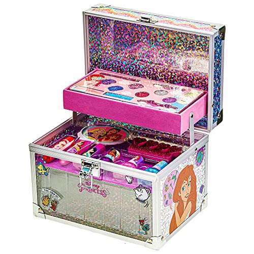 Disney Princess Train Case Girls Beauty Set Kids Makeup Kit for Girls Real Washable Toy Makeup Set Play Makeup Pretend Play Party Favor Birthday Toys Ages 3 4 5 6 7 8 9 10 11 12 0 belly baby and beyond