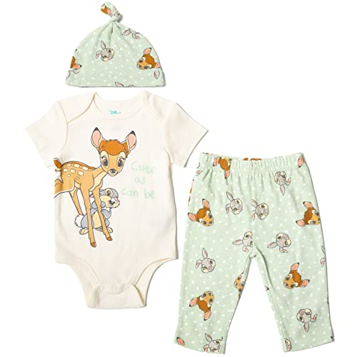 Disney The Aristocats 101 Dalmations Bambi Patch Dumbo Baby Girls Bodysuit Pants Hat 3 Piece Outfit Set Newborn to Infant 0 belly baby and beyond