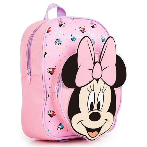 Disney Travel Backpack for Kids Toddlers Girls Backpack with Water Bottle Pocket Nursery Preschool Holidays Girls Gifts Pink Minnie 3D 0 belly baby and beyond