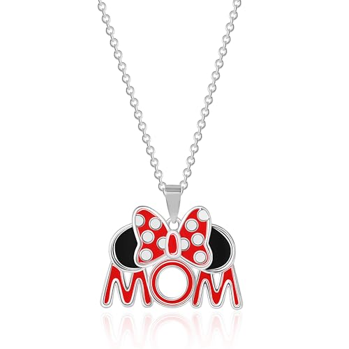 Disney Womens Minnie Mouse Mom Necklace 18 Official License Silver Plated and Enamel Mom Pendant Necklace 0 belly baby and beyond