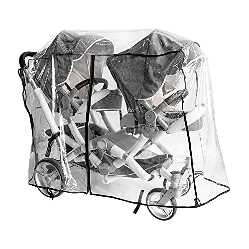 Double Stroller Rain CoverRain Cover for Double Tandem StrollerBig Size Universal Rain and Wind Cover 0 belly baby and beyond