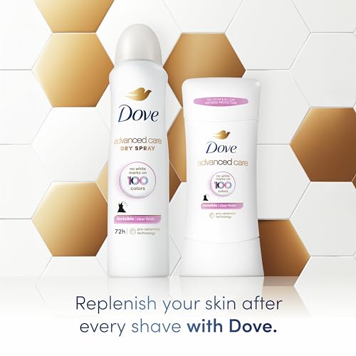 Dove Advanced Care Antiperspirant Deodorant Spray Clear Finish 3 Count Invisible antiperspirant deodorant tested on 100 colors 72 hour odor and sweat protection with Pro Ceramide technology 38 oz 0 1 belly baby and beyond