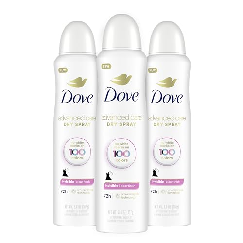 Dove Advanced Care Antiperspirant Deodorant Spray Clear Finish 3 Count Invisible antiperspirant deodorant tested on 100 colors 72 hour odor and sweat protection with Pro Ceramide technology 38 oz 0 belly baby and beyond