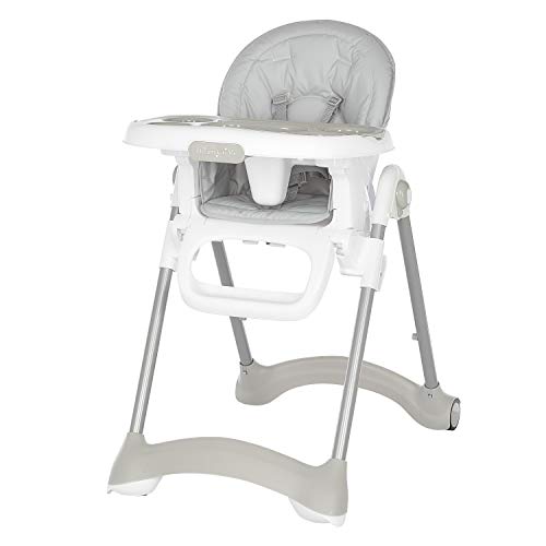 Dream On Me Solid Times High Chair for Babies and Toddlers in Grey Multiple Recline and Height Positions Lightweight Portable Baby High Chair 5 point Safety Harness Easy to Clean Surface 0 belly baby and beyond