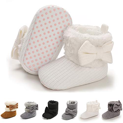 E FAK Baby Boy Girl Boots Newborn Shoes Winter Snow Bowknot Anti Slip Soft Sole Warm Infant Toddler Prewalker Booties 0 belly baby and beyond
