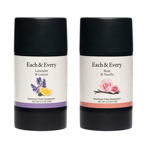 Each Every 2 Pack Natural Aluminum Free Deodorant for Sensitive Skin with Essential Oils Plant Based Packaging 25 Ounce Pack of 2 Lavender Lemon Rose Vanilla 0 belly baby and beyond