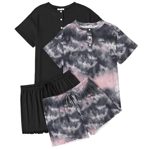 Ekouaer 2 Pack Womens Pajama Sets Short Sleeve Top with Shorts Soft Comfy Loungewear Sleepwear S XXL 0 belly baby and beyond