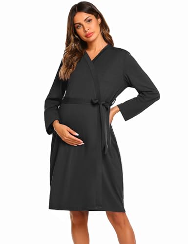 Ekouaer Maternity Robe Labor Delivery Nursing Gown Hospital Breastfeeding Dress Bathrobes 0 belly baby and beyond