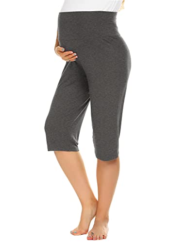 Ekouaer Maternity Shorts for Women Maternity Capris Yoga Pregnancy Short Pants Soft Joggers Lounge Bottoms S XXL 0 belly baby and beyond