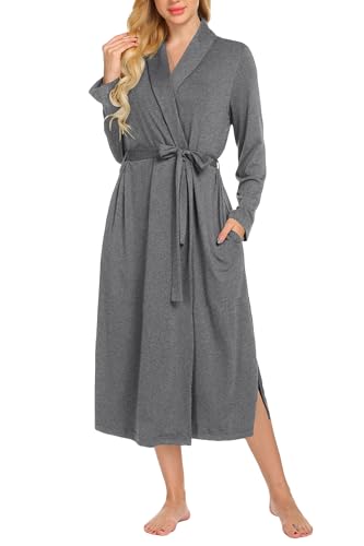 Ekouaer Robes for Women Long Sleeve Knit Kimono Bathrobe Soft Lightweight Loungewear Ladies Cotton Sleepwear 0 belly baby and beyond
