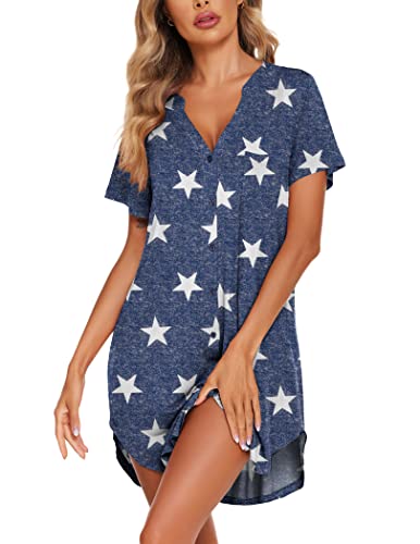 Ekouaer Women V Neck Button Down Nightgown 0 belly baby and beyond