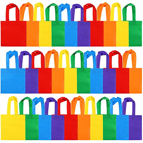 Elcoho 30 Pieces Non Woven Party Favor Bags 88 Inch Reusable Tote Bags Bulk Goodie Gift Bags Tote Treat Bags with Handles for Wedding Birthday Party 0 belly baby and beyond