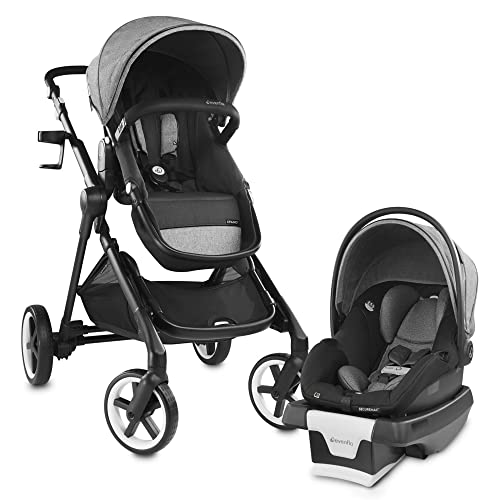 Evenflo 53112311 Gold Pivot Xpand Smart Modular Stroller and Car Seat Travel System with SensorSafe Technology and Large Cruiser Tires Moonstone Gray 0 belly baby and beyond