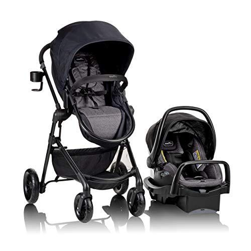 Evenflo Pivot Modular Travel System with LiteMax Infant Car Seat with Anti Rebound Bar Casual Gray 0 belly baby and beyond
