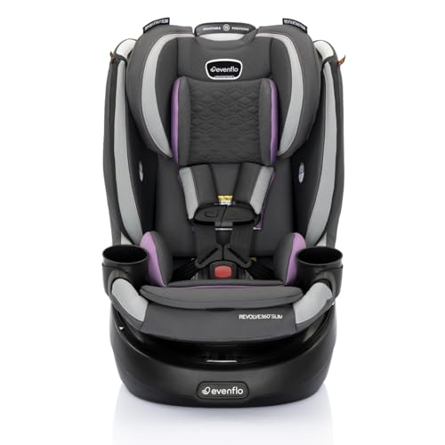 Evenflo Revolve360 Slim 2 in 1 Rotational Car Seat with Quick Clean Cover Sutton Purple 0 belly baby and beyond