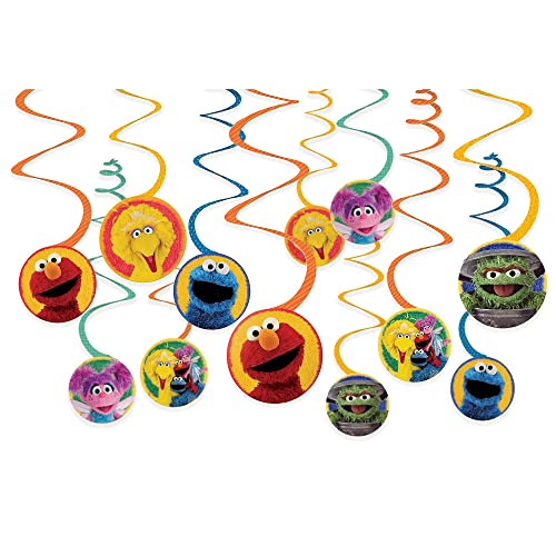 Everyday Sesame Street Spiral Hanging Decorations Pack of 12 Multicolor Paper Vibrant Fun Party Decor for Themed Gatherings Events Celebrations 0 belly baby and beyond