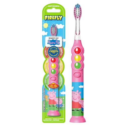Firefly Ready Go Brush Peppa Pig Light Up Timer Toothbrush Premium Soft Bristles 1 Minute Timer Less Mess Suction Cup Battery Included Easy Storage for Ages 3 1 Count 0 belly baby and beyond