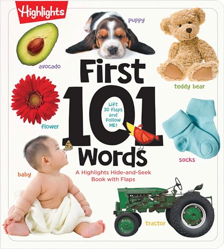 First 101 Words A Hidden Pictures Lift the Flap Board Book Learn Animals Food Shapes Colors and Numbers Interactive First Words Book for Babies and Toddlers Highlights First 101 Words Board book Lift 0 belly baby and beyond