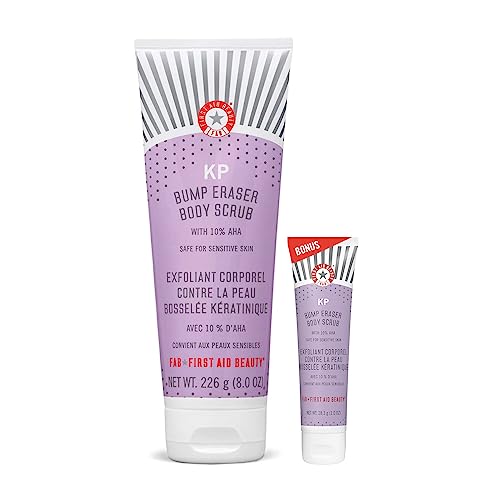 First Aid Beauty KP Bump Eraser Body Scrub Exfoliant for Keratosis Pilaris with 10 AHA 8 oz Bonus 1 oz Travel Size Tube 0 belly baby and beyond