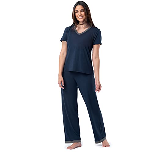 Fruit of the Loom Womens Short Sleeve Tee and Pant 2 Piece Sleep Pajama Set 0 belly baby and beyond
