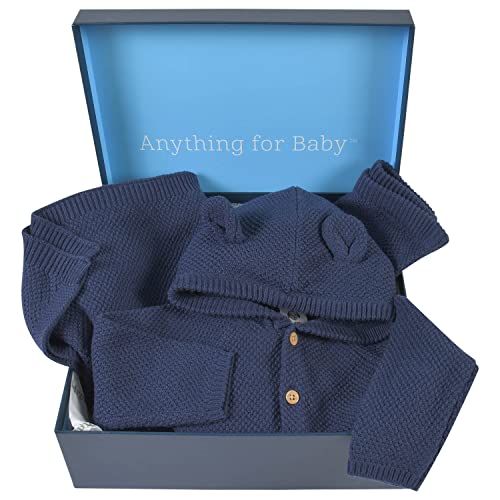 Gerber Unisex Baby 3 Piece Knit Clothing Gift Set Navy 0 3 Months 0 belly baby and beyond