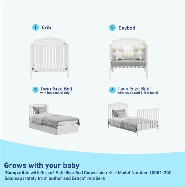 Graco Stella 4 in 1 Convertible Mini Crib with Bonus Mattress White Includes Bonus 250 Inch Thick Mattress with Water Resistant Cover Converts to Twin Bed with Headboard and Footboard 0 4 belly baby and beyond