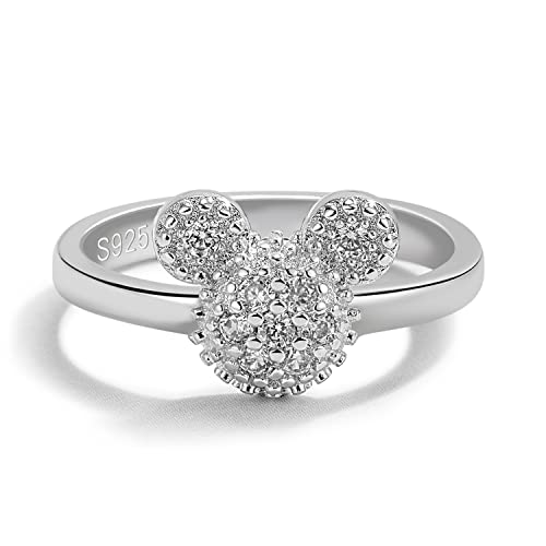 HBeautimer 925 Sterling Silver Rings for Women Cute Mickey Design Rings Female Fine Jewelry AAA CZ Wedding Rings 3 4 5 6 7 8 9 Handmade in Italy 0 belly baby and beyond