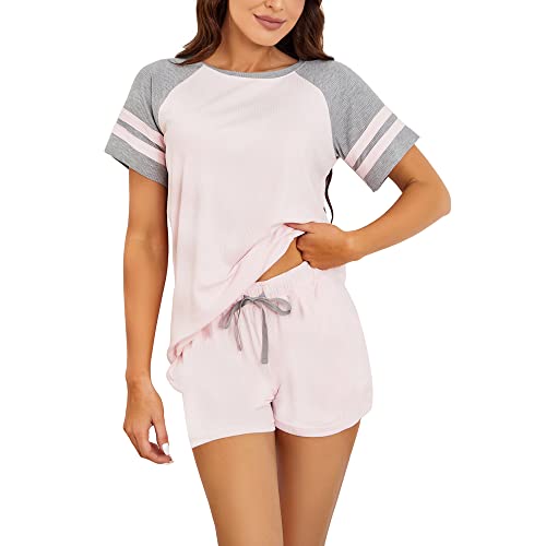 HEARTNICE Women Soft Pajama Sets Short Sleeve Loungewear Sleepwear Summer Two Piece Pjs Sets With Pockets 0 belly baby and beyond