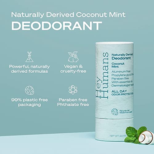 Hey Humans Coconut Mint Vegan Aluminum Free Deodorant with Natural Ingredients Coconut Oil Shea Butter All Day Odor Protection for Women Men Earth Friendly Packaging 2 oz Pack of 2 0 0 belly baby and beyond