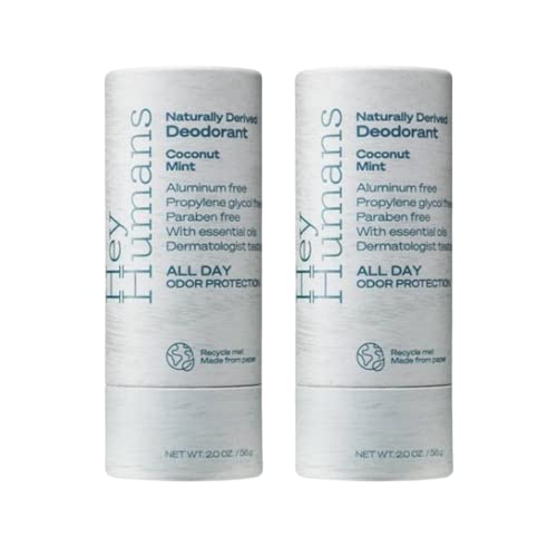 Hey Humans Coconut Mint Vegan Aluminum Free Deodorant with Natural Ingredients Coconut Oil Shea Butter All Day Odor Protection for Women Men Earth Friendly Packaging 2 oz Pack of 2 0 belly baby and beyond