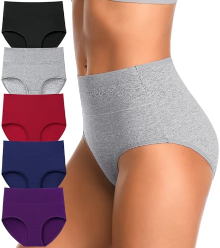 High Waisted Postpartum Underwear Slight Tummy Control Underwear Soft Full Coverage Cotton Panties Multipack 0 belly baby and beyond