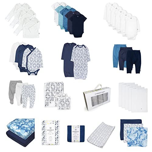 HonestBaby 50 Piece Oh Set Newborn Essentials Gift Box 100 Organic Cotton for Infant Baby Boys Girls Unisex 0 belly baby and beyond