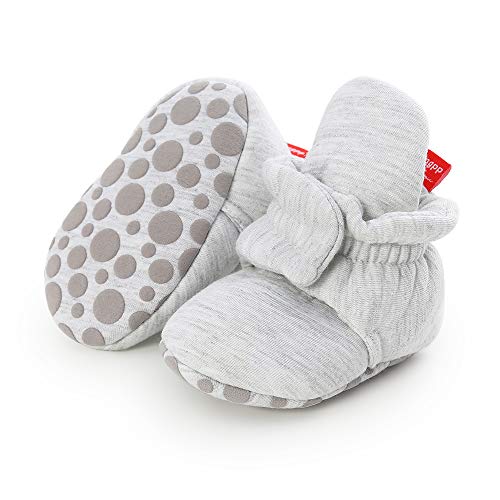 HsdsBebe Unisex Newborn Baby Cotton Booties Non Slip Sole for Toddler Boys Girls Infant Winter Warm Fleece Cozy Socks Shoes 0 belly baby and beyond