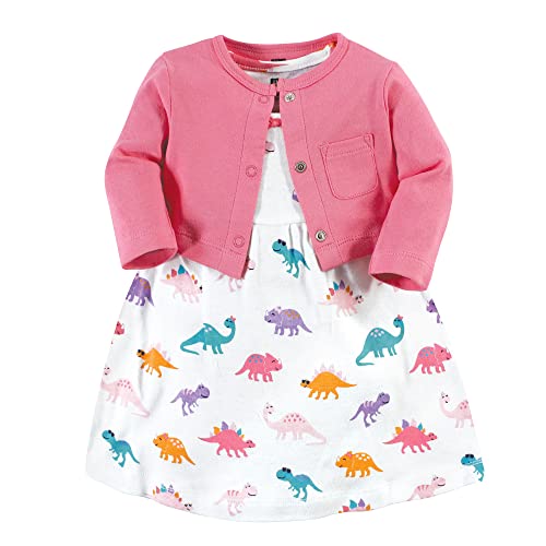 Hudson Baby Baby Girls Cotton Dress and Cardigan Set 0 belly baby and beyond