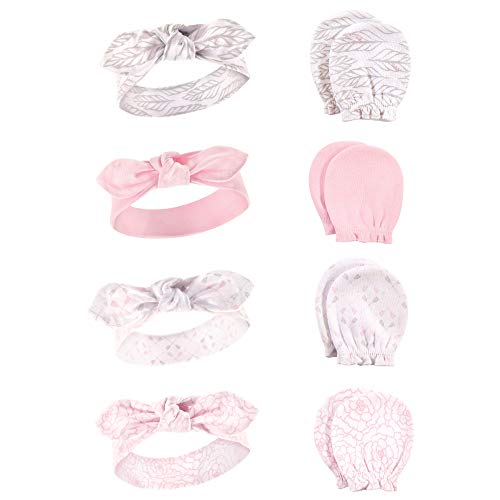 Hudson Baby Baby Girls Cotton Headband and Scratch Mitten Set 0 belly baby and beyond